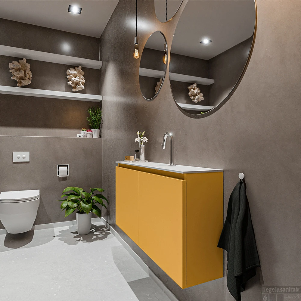 MONDIAZ TURE 100cm Toiletmeubel Ocher. EDEN Wastafel Talc Midden 1 Kraangat 4 MONDIAZ TURE 100cm Toiletmeubel Ocher. EDEN Wastafel Talc Midden 1 Kraangat - Afbeelding 2