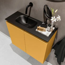 MONDIAZ TURE 60cm Toiletmeubel Ocher. EDEN Wastafel Urban Links Geen Kraangat -Geberiter Meubels Geschaft badkamermeubel ture ocher model eden urban sidetop 0010