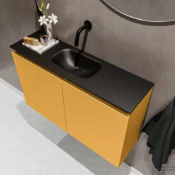 MONDIAZ TURE 80cm Toiletmeubel Ocher. EDEN Wastafel Urban Midden Geen Kraangat -Geberiter Meubels Geschaft badkamermeubel ture ocher model eden urban sidetop 0014