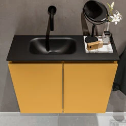 MONDIAZ TURE 60cm Toiletmeubel Ocher. EDEN Wastafel Urban Links Geen Kraangat -Geberiter Meubels Geschaft badkamermeubel ture ocher model eden urban top 0010