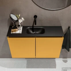 MONDIAZ TURE 80cm Toiletmeubel Ocher. EDEN Wastafel Urban Midden Geen Kraangat -Geberiter Meubels Geschaft badkamermeubel ture ocher model eden urban top 0014