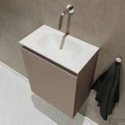 MONDIAZ TURE 40cm Toiletmeubel Smoke. EDEN Wastafel Talc Midden Geen Kraangat -Geberiter Meubels Geschaft badkamermeubel ture smoke model eden talc sidetop 0002
