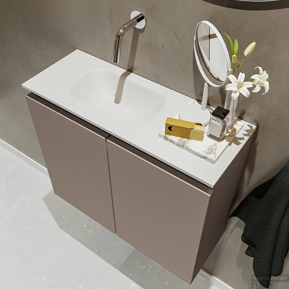 MONDIAZ TURE 60cm Toiletmeubel Smoke. EDEN Wastafel Talc Links Geen Kraangat 5 MONDIAZ TURE 60cm Toiletmeubel Smoke. EDEN Wastafel Talc Links Geen Kraangat - Afbeelding 3