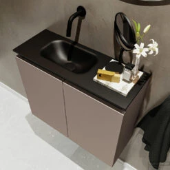 MONDIAZ TURE 60cm Toiletmeubel Smoke. EDEN Wastafel Urban Links Geen Kraangat -Geberiter Meubels Geschaft badkamermeubel ture smoke model eden urban sidetop 0010