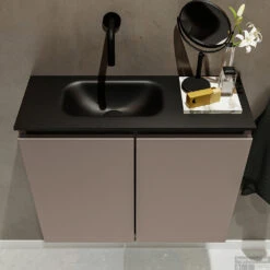 MONDIAZ TURE 60cm Toiletmeubel Smoke. EDEN Wastafel Urban Links Geen Kraangat -Geberiter Meubels Geschaft badkamermeubel ture smoke model eden urban top 0010