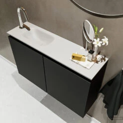 MONDIAZ TURE 80cm Toiletmeubel Urban. EDEN Wastafel Talc Links 1 Kraangat -Geberiter Meubels Geschaft badkamermeubel ture urban model eden talc sidetop2 0015