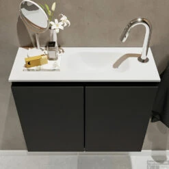 MONDIAZ TURE 60cm Toiletmeubel Urban. EDEN Wastafel Talc Rechts 1 Kraangat -Geberiter Meubels Geschaft badkamermeubel ture urban model eden talc top 00011