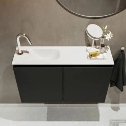 MONDIAZ TURE 80cm Toiletmeubel Urban. EDEN Wastafel Talc Links 1 Kraangat -Geberiter Meubels Geschaft badkamermeubel ture urban model eden talc top 00015