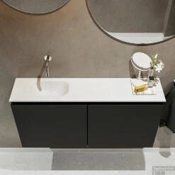 MONDIAZ TURE 100cm Toiletmeubel Urban. EDEN Wastafel Talc Links Geen Kraangat -Geberiter Meubels Geschaft badkamermeubel ture urban model eden talc top 00022