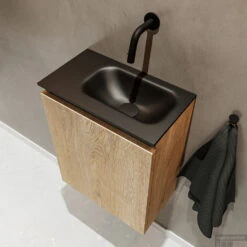 MONDIAZ TURE 40cm Toiletmeubel Washed Oak. EDEN Wastafel Urban Rechts Geen Kraangat -Geberiter Meubels Geschaft badkamermeubel ture washedoak model eden urban sidetop 00004