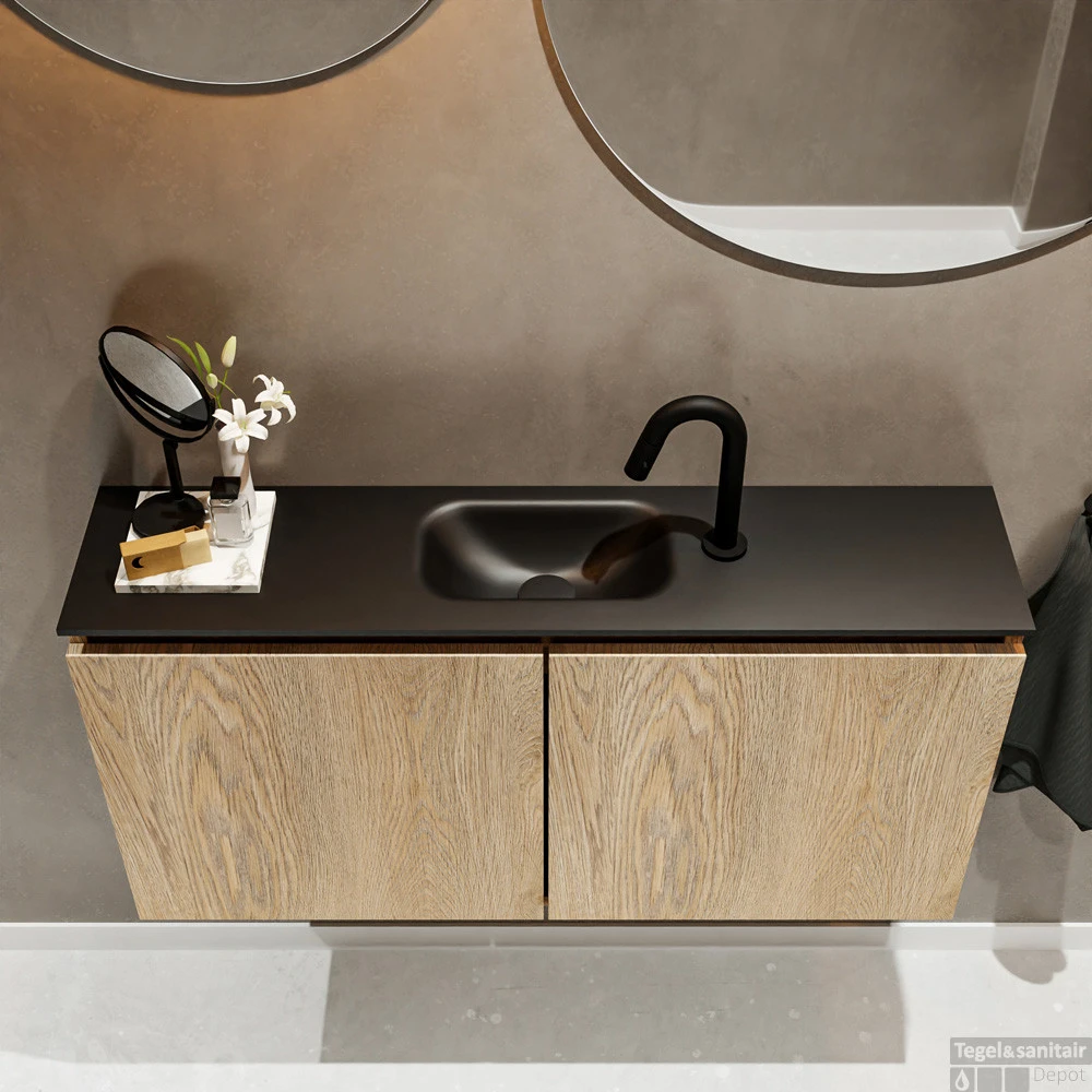 MONDIAZ TURE 100cm Toiletmeubel Washed Oak. EDEN Wastafel Urban Midden 1 Kraangat 6 MONDIAZ TURE 100cm Toiletmeubel Washed Oak. EDEN Wastafel Urban Midden 1 Kraangat - Afbeelding 4