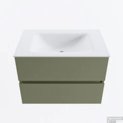 MONDIAZ VICA 70cm Badmeubel Onderkast Army 2 Lades. Wastafel CLOUD Midden Zonder Kraangat, Kleur Talc.