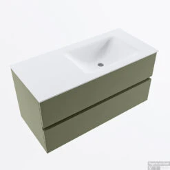 MONDIAZ VICA 100cm Badmeubel Onderkast Army 2 Lades. Wastafel CLOUD Rechts 1 Kraangat, Kleur Talc. -Geberiter Meubels Geschaft badkamermeubel vica army cloud talc google2 0012