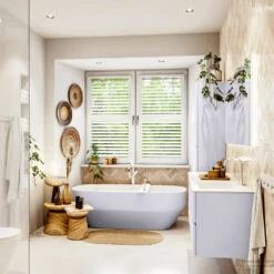 MONDIAZ VICA 140cm Badmeubel Onderkast Cale 4 Lades. Wastafel CLOUD Rechts 1 Kraangat, Kleur Talc. -Geberiter Meubels Geschaft badkamermeubel vica cale cloud talc set3 0067