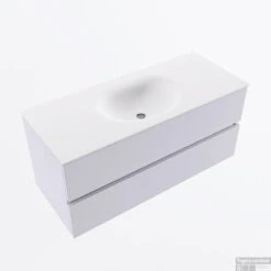 MONDIAZ VICA 110cm Badmeubel Onderkast Cale 2 Lades. Wastafel MOON Midden 1 Kraangat, Kleur Talc. -Geberiter Meubels Geschaft badkamermeubel vica cale moon talc google2 0016