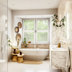 MONDIAZ VICA 160cm Badmeubel Onderkast Carrara 4 Lades. Wastafel Moon Dubbel Zonder Kraangat, Kleur Talc Met Spiegel LED. -Geberiter Meubels Geschaft badkamermeubel vica carrara moon talc set3 0083