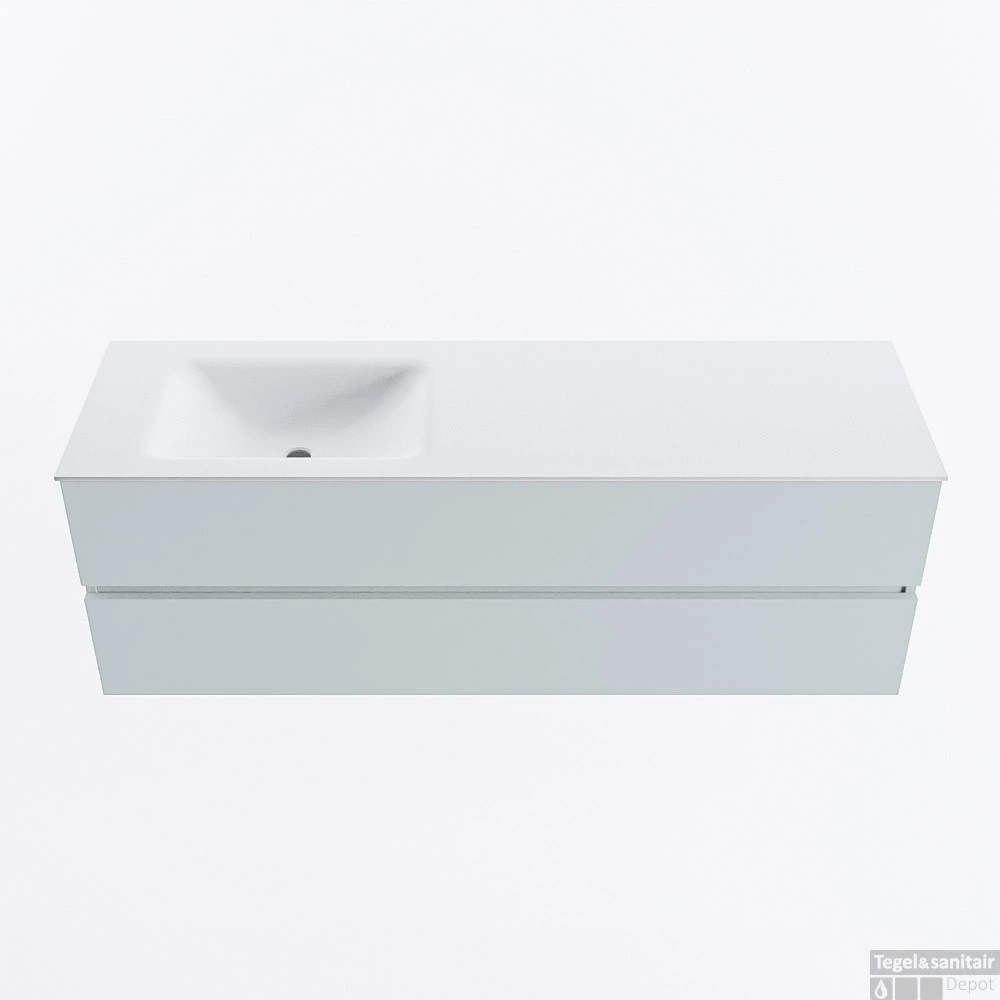 MONDIAZ VICA 150cm Badmeubel Onderkast Clay 2 Lades. Wastafel CLOUD Links 1 Kraangat, Kleur Talc. 3 MONDIAZ VICA 150cm Badmeubel Onderkast Clay 2 Lades. Wastafel CLOUD Links 1 Kraangat, Kleur Talc.