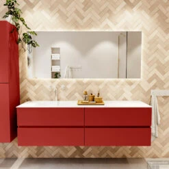 MONDIAZ VICA 170cm Badmeubel Onderkast Fire 4 Lades. Wastafel CLOUD Links 1 Kraangat, Kleur Talc. 13 MONDIAZ VICA 170cm Badmeubel Onderkast Fire 4 Lades. Wastafel CLOUD Links 1 Kraangat, Kleur Talc. -Geberiter Meubels Geschaft badkamermeubel vica fire cloud talc set1 0084