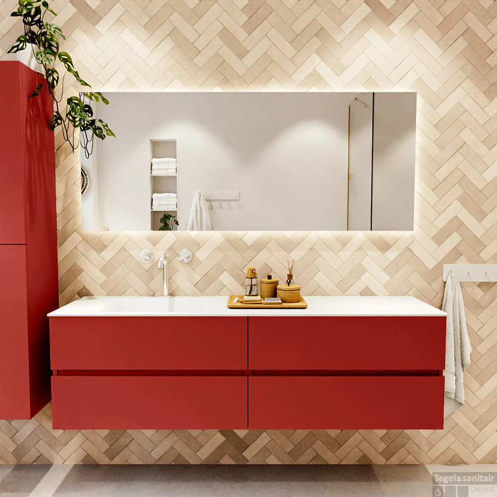 MONDIAZ VICA 170cm Badmeubel Onderkast Fire 4 Lades. Wastafel CLOUD Links 1 Kraangat, Kleur Talc. 7 MONDIAZ VICA 170cm Badmeubel Onderkast Fire 4 Lades. Wastafel CLOUD Links 1 Kraangat, Kleur Talc. - Afbeelding 5