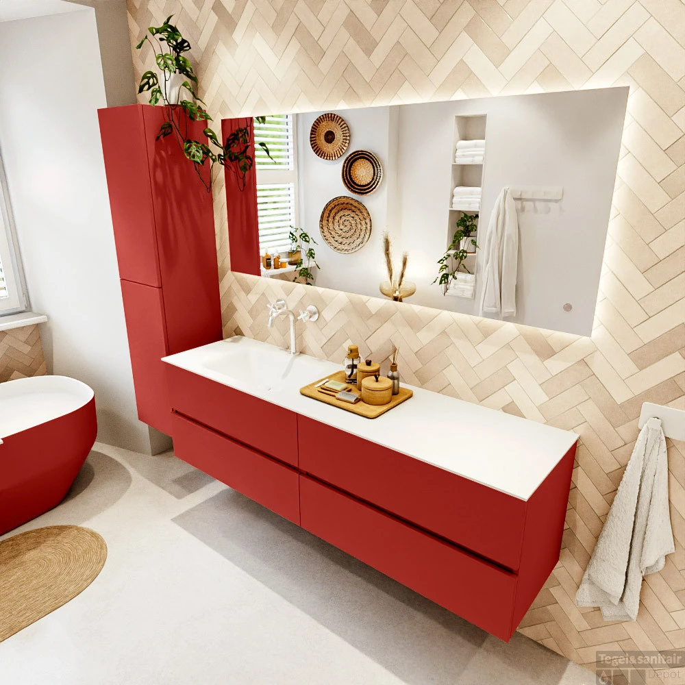 MONDIAZ VICA 170cm Badmeubel Onderkast Fire 4 Lades. Wastafel CLOUD Links 1 Kraangat, Kleur Talc. 5 MONDIAZ VICA 170cm Badmeubel Onderkast Fire 4 Lades. Wastafel CLOUD Links 1 Kraangat, Kleur Talc. - Afbeelding 3