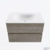 MONDIAZ VICA 70cm Badmeubel Onderkast Light Brown Grey 2 Lades. Wastafel MOON Midden Zonder Kraangat, Kleur Talc. -Geberiter Meubels Geschaft badkamermeubel vica light brown grey moon talc google1 0005