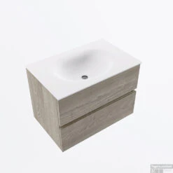 MONDIAZ VICA 70cm Badmeubel Onderkast Light Brown Grey 2 Lades. Wastafel MOON Midden Zonder Kraangat, Kleur Talc. -Geberiter Meubels Geschaft badkamermeubel vica light brown grey moon talc google2 0005