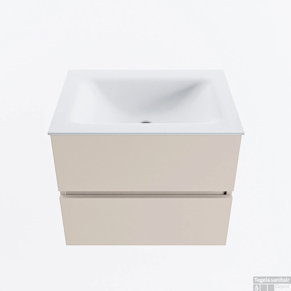 MONDIAZ VICA 60cm Badmeubel Onderkast Linen 2 Lades. Wastafel CLOUD Midden Zonder Kraangat, Kleur Talc. 3 MONDIAZ VICA 60cm Badmeubel Onderkast Linen 2 Lades. Wastafel CLOUD Midden Zonder Kraangat, Kleur Talc.
