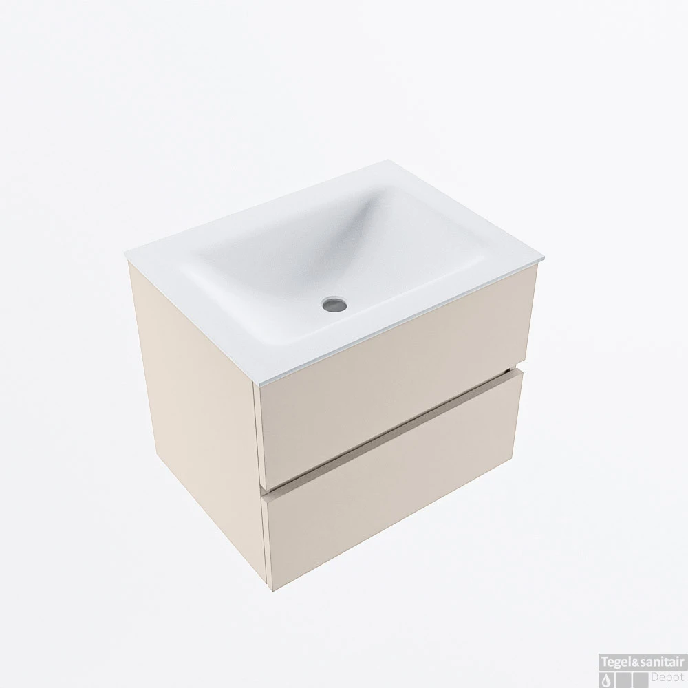 MONDIAZ VICA 60cm Badmeubel Onderkast Linen 2 Lades. Wastafel CLOUD Midden Zonder Kraangat, Kleur Talc. 6 MONDIAZ VICA 60cm Badmeubel Onderkast Linen 2 Lades. Wastafel CLOUD Midden Zonder Kraangat, Kleur Talc. - Afbeelding 4