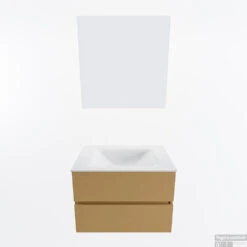 MONDIAZ VICA 70cm Badmeubel Onderkast Oro 2 Lades. Wastafel CLOUD Midden 1 Kraangat, Kleur Talc Met Spiegel LED. -Geberiter Meubels Geschaft badkamermeubel vica oro cloud talc google11 0004