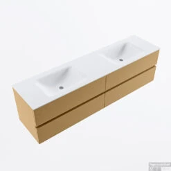 MONDIAZ VICA 180cm Badmeubel Onderkast Oro 4 Lades. Wastafel CLOUD Dubbel Zonder Kraangat, Kleur Talc. -Geberiter Meubels Geschaft badkamermeubel vica oro cloud talc google2 0095