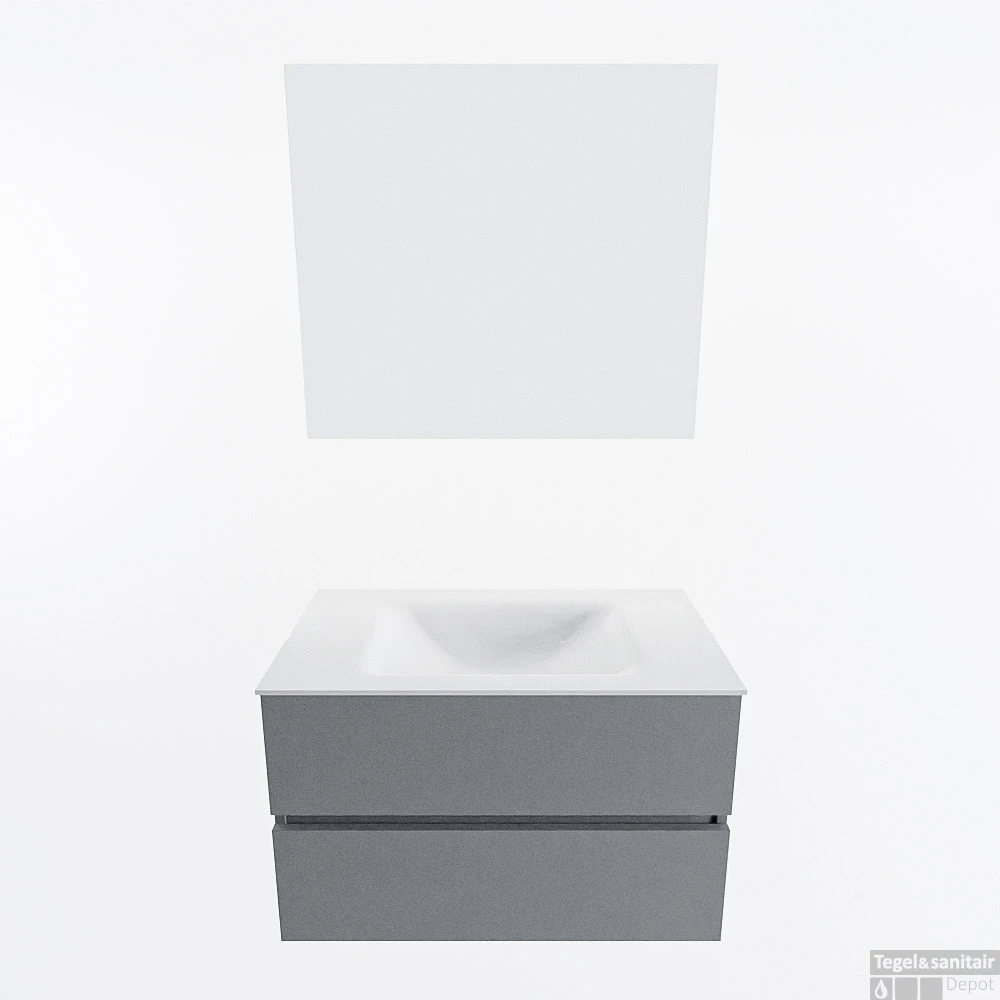 MONDIAZ VICA 80cm Badmeubel Onderkast Plata 2 Lades. Wastafel CLOUD Midden 1 Kraangat, Kleur Talc Met Spiegel LED. 6 MONDIAZ VICA 80cm Badmeubel Onderkast Plata 2 Lades. Wastafel CLOUD Midden 1 Kraangat, Kleur Talc Met Spiegel LED. - Afbeelding 4