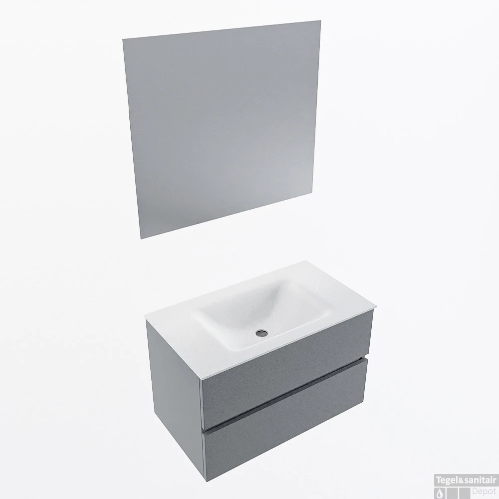 MONDIAZ VICA 80cm Badmeubel Onderkast Plata 2 Lades. Wastafel CLOUD Midden 1 Kraangat, Kleur Talc Met Spiegel LED. 3 MONDIAZ VICA 80cm Badmeubel Onderkast Plata 2 Lades. Wastafel CLOUD Midden 1 Kraangat, Kleur Talc Met Spiegel LED.