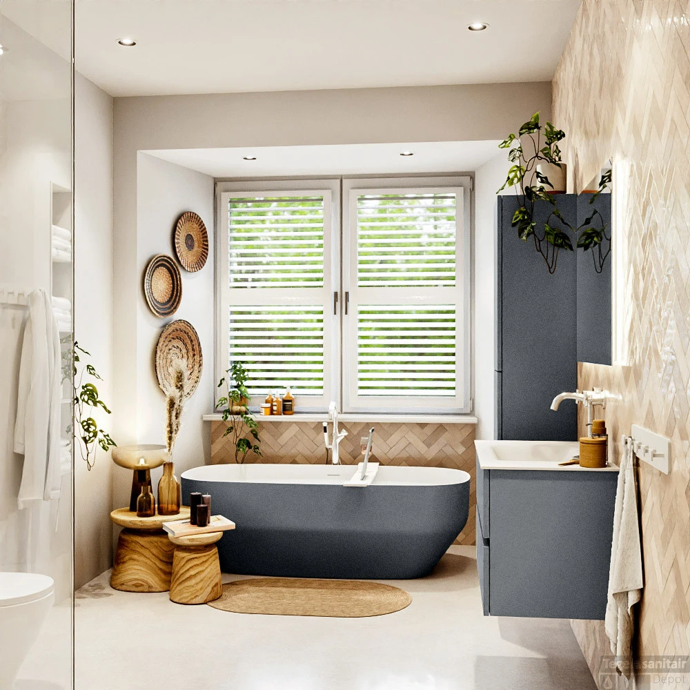 MONDIAZ VICA 80cm Badmeubel Onderkast Plata 2 Lades. Wastafel CLOUD Midden 1 Kraangat, Kleur Talc Met Spiegel LED. 8 MONDIAZ VICA 80cm Badmeubel Onderkast Plata 2 Lades. Wastafel CLOUD Midden 1 Kraangat, Kleur Talc Met Spiegel LED. - Afbeelding 6