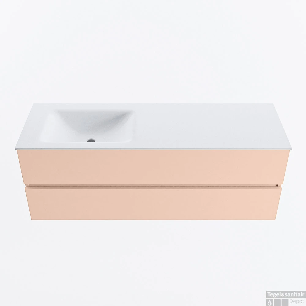 MONDIAZ VICA 140cm Badmeubel Onderkast Rosee 2 Lades. Wastafel CLOUD Links 1 Kraangat, Kleur Talc. 3 MONDIAZ VICA 140cm Badmeubel Onderkast Rosee 2 Lades. Wastafel CLOUD Links 1 Kraangat, Kleur Talc.