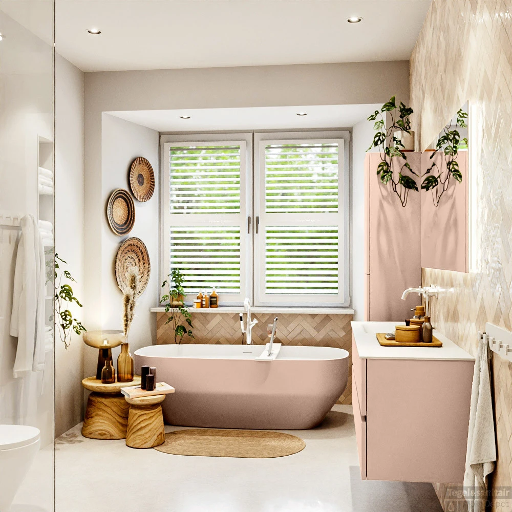 MONDIAZ VICA 140cm Badmeubel Onderkast Rosee 2 Lades. Wastafel CLOUD Links 1 Kraangat, Kleur Talc. 8 MONDIAZ VICA 140cm Badmeubel Onderkast Rosee 2 Lades. Wastafel CLOUD Links 1 Kraangat, Kleur Talc. - Afbeelding 6