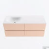MONDIAZ VICA 120cm Badmeubel Onderkast Rosee 4 Lades. Wastafel MOON Links Zonder Kraangat, Kleur Talc. -Geberiter Meubels Geschaft badkamermeubel vica rosee moon talc google1 0057