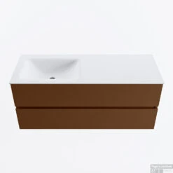 MONDIAZ VICA 120cm Badmeubel Onderkast Rust 2 Lades. Wastafel CLOUD Links Zonder Kraangat, Kleur Talc.