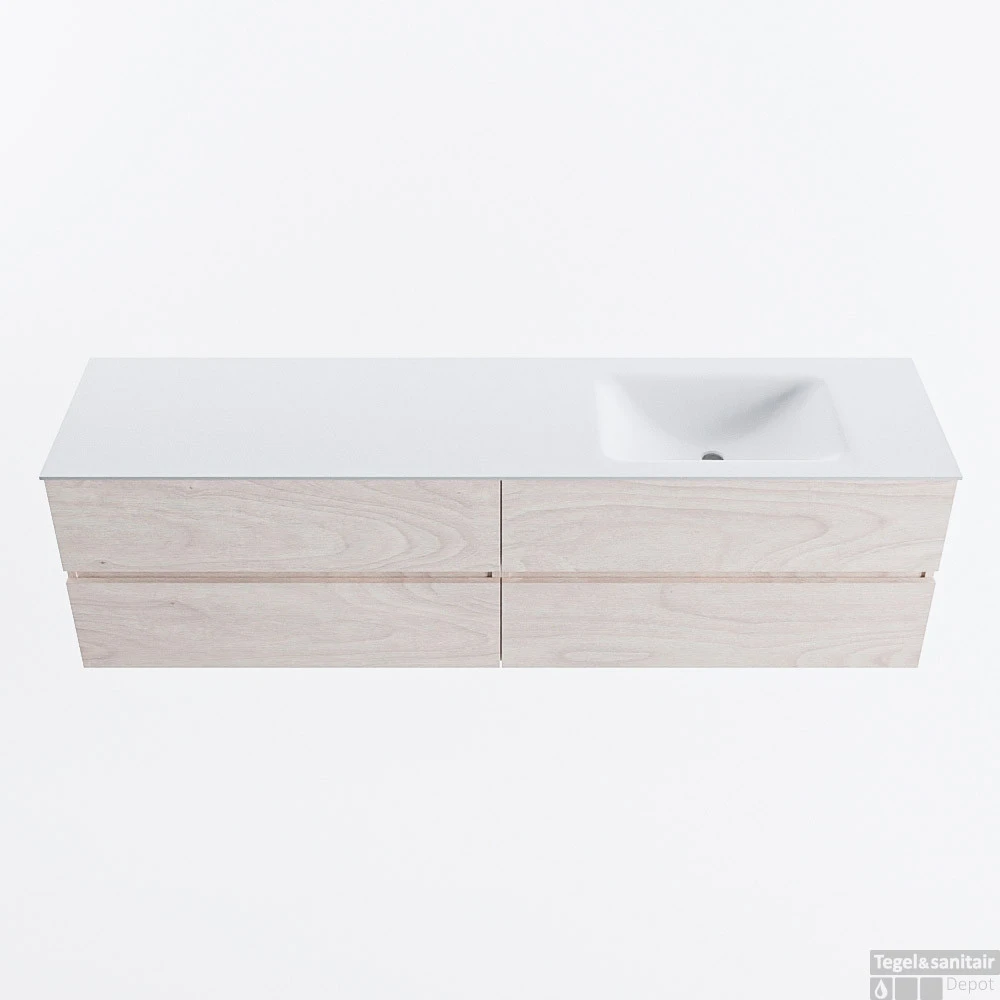 MONDIAZ VICA 180cm Badmeubel Onderkast Underlayment 4 Lades. Wastafel CLOUD Rechts Zonder Kraangat, Kleur Talc. 3 MONDIAZ VICA 180cm Badmeubel Onderkast Underlayment 4 Lades. Wastafel CLOUD Rechts Zonder Kraangat, Kleur Talc.