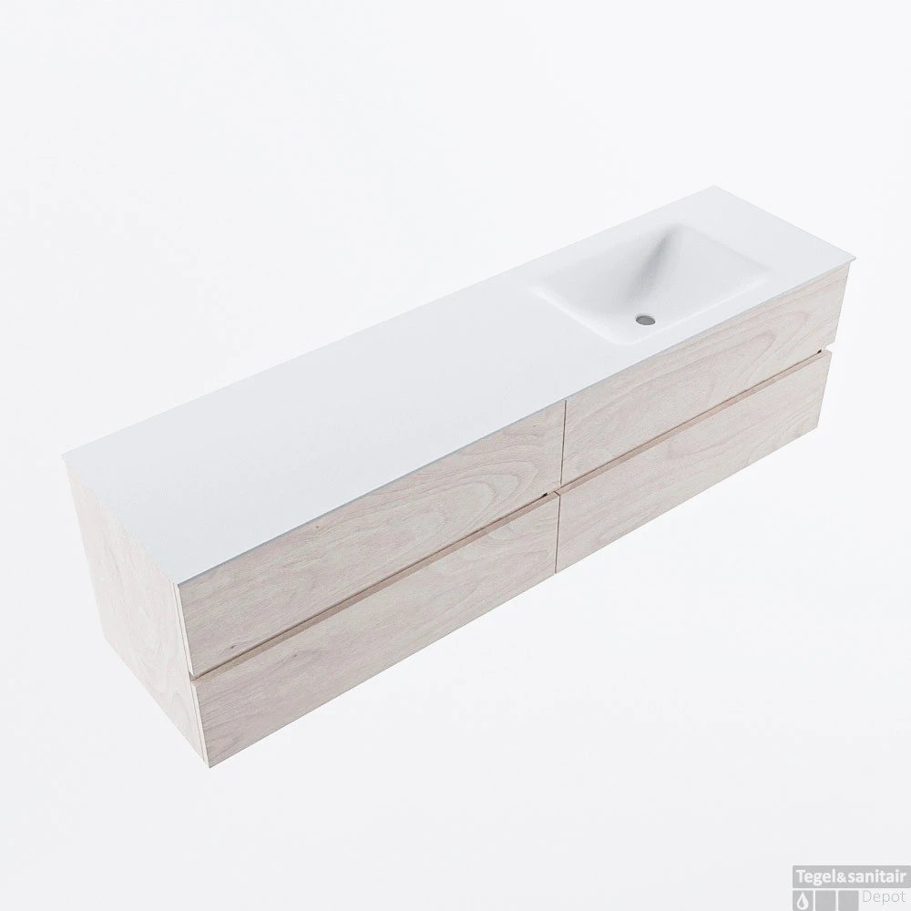 MONDIAZ VICA 180cm Badmeubel Onderkast Underlayment 4 Lades. Wastafel CLOUD Rechts Zonder Kraangat, Kleur Talc. 6 MONDIAZ VICA 180cm Badmeubel Onderkast Underlayment 4 Lades. Wastafel CLOUD Rechts Zonder Kraangat, Kleur Talc. - Afbeelding 4