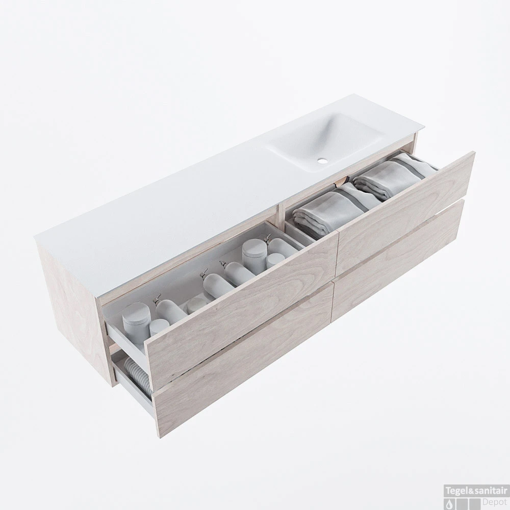 MONDIAZ VICA 180cm Badmeubel Onderkast Underlayment 4 Lades. Wastafel CLOUD Rechts Zonder Kraangat, Kleur Talc. 4 MONDIAZ VICA 180cm Badmeubel Onderkast Underlayment 4 Lades. Wastafel CLOUD Rechts Zonder Kraangat, Kleur Talc. - Afbeelding 2