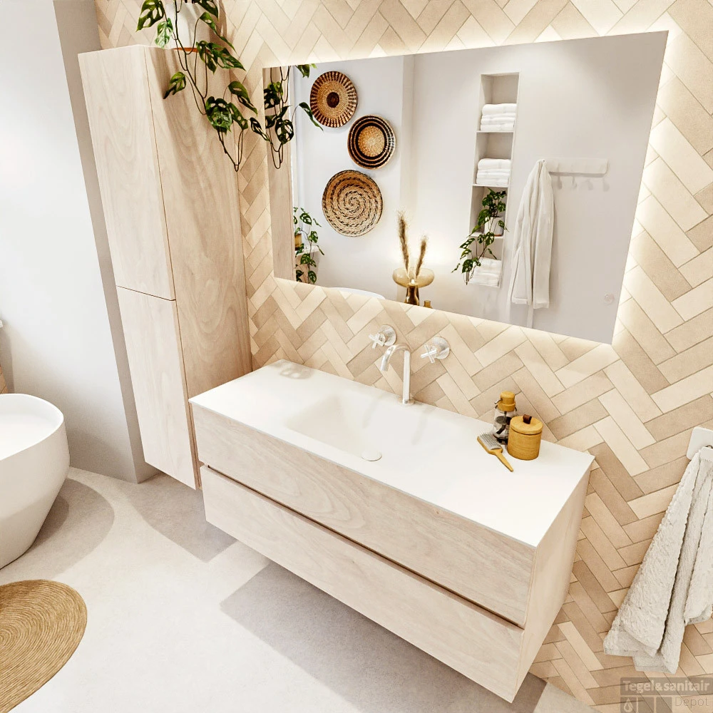 MONDIAZ VICA 120cm Badmeubel Onderkast Underlayment 2 Lades. Wastafel CLOUD Midden 1 Kraangat, Kleur Talc. 5 MONDIAZ VICA 120cm Badmeubel Onderkast Underlayment 2 Lades. Wastafel CLOUD Midden 1 Kraangat, Kleur Talc. - Afbeelding 3