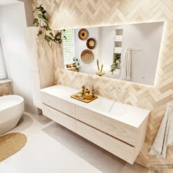 MONDIAZ VICA 180cm Badmeubel Onderkast Underlayment 4 Lades. Wastafel CLOUD Rechts Zonder Kraangat, Kleur Talc. 11 MONDIAZ VICA 180cm Badmeubel Onderkast Underlayment 4 Lades. Wastafel CLOUD Rechts Zonder Kraangat, Kleur Talc. -Geberiter Meubels Geschaft badkamermeubel vica underlayment cloud talc set2 0094