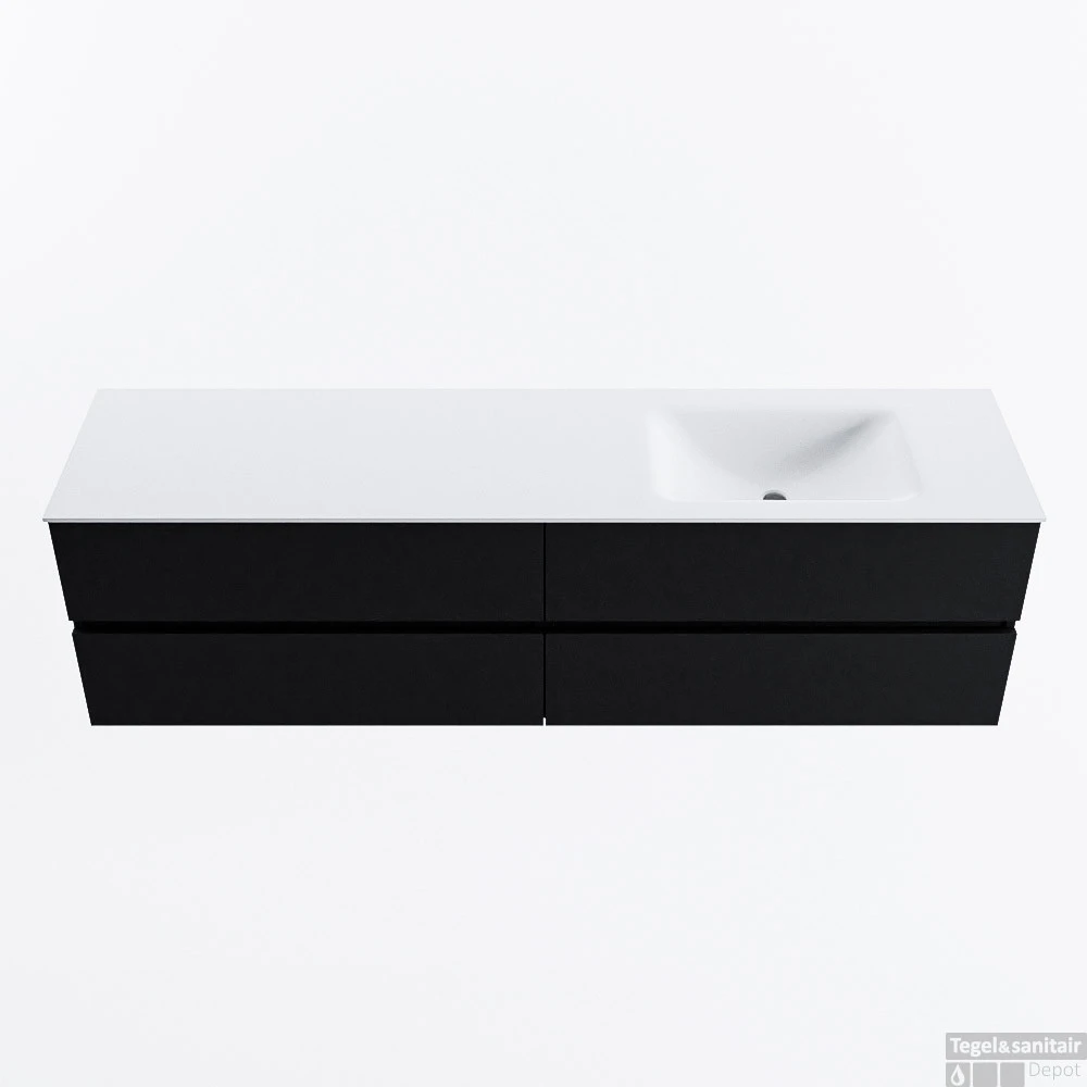 MONDIAZ VICA 180cm Badmeubel Onderkast Urban 4 Lades. Wastafel CLOUD Rechts 1 Kraangat, Kleur Talc. 3 MONDIAZ VICA 180cm Badmeubel Onderkast Urban 4 Lades. Wastafel CLOUD Rechts 1 Kraangat, Kleur Talc.