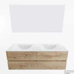 MONDIAZ VICA 140cm Badmeubel Onderkast Washed Oak 4 Lades. Wastafel CLOUD Dubbel Zonder Kraangat, Kleur Talc Met Spiegel LED. 13 MONDIAZ VICA 140cm Badmeubel Onderkast Washed Oak 4 Lades. Wastafel CLOUD Dubbel Zonder Kraangat, Kleur Talc Met Spiegel LED. -Geberiter Meubels Geschaft badkamermeubel vica washed oak cloud talc google11 0071