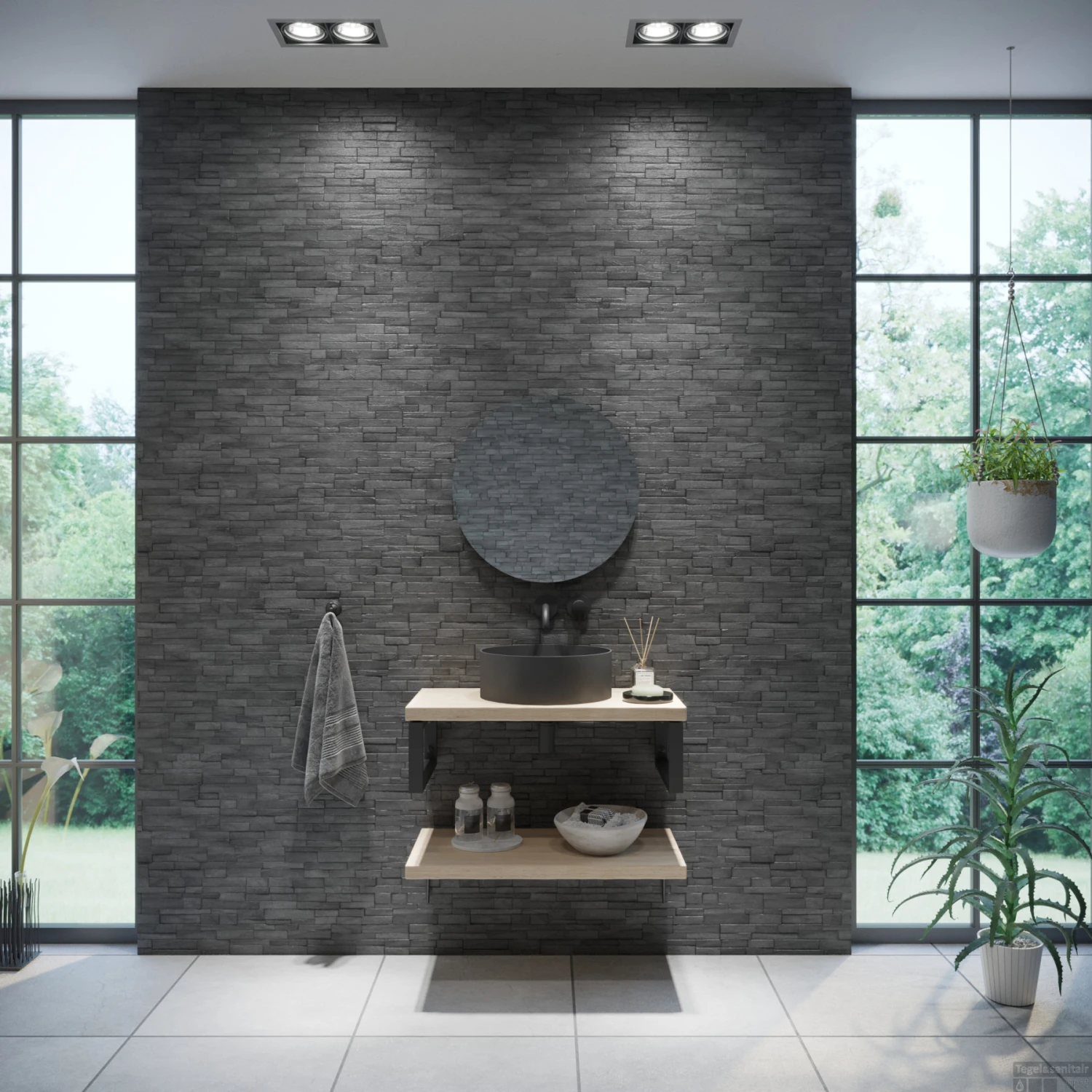 Badkamermeubelset BWS Eiken Massief Hout Bovenblad Zonder Boomschors 120 Cm Olie Natuur