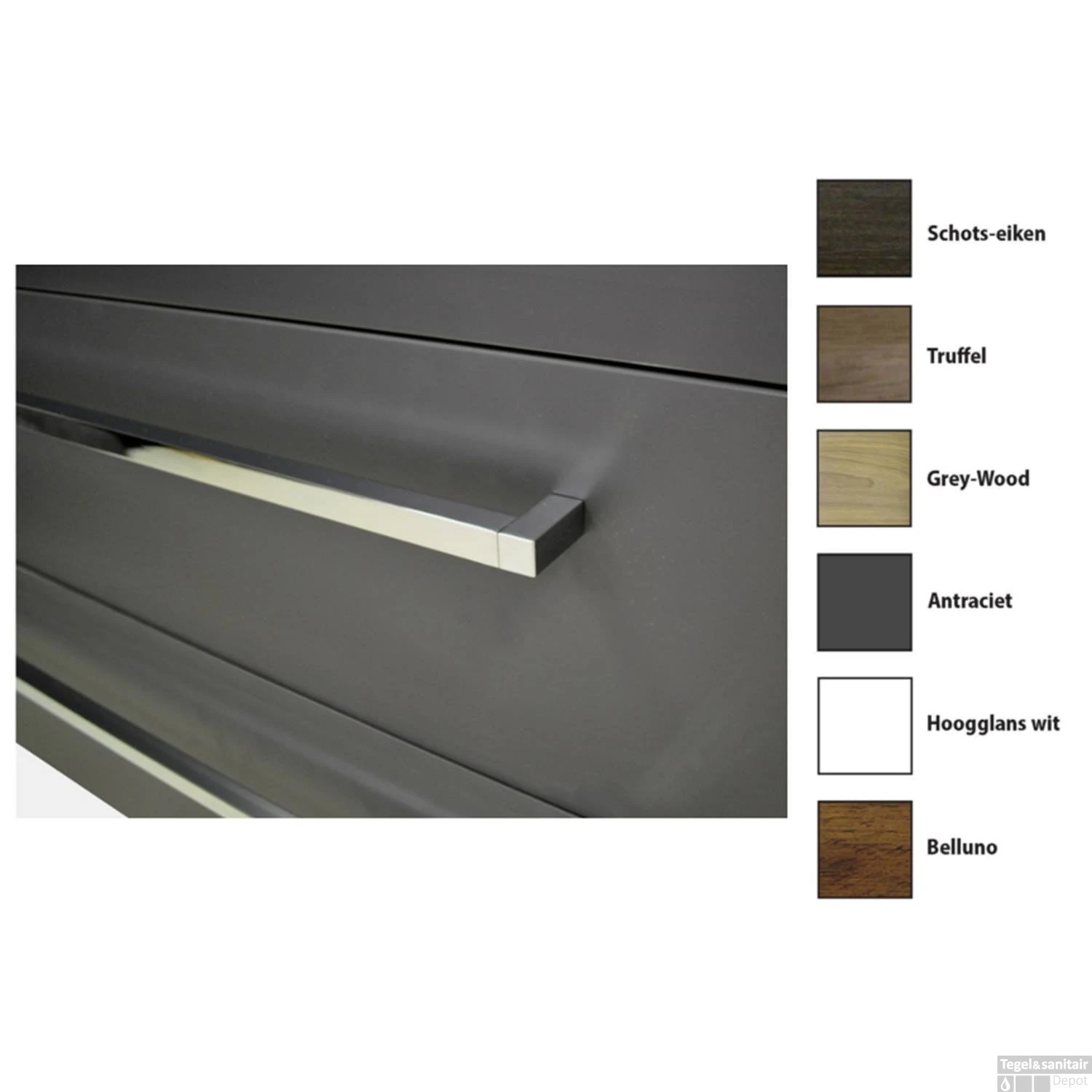 Badkamermeubelset Sanicare Q1 2 Soft Close Lades Antraciet Met Spiegel 121x46 Cm - Afbeelding 4