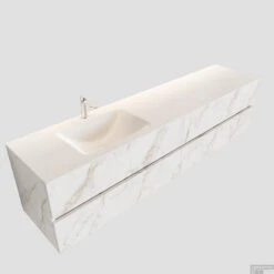 Badkamermeubel BWS Valencia Carrara Mat 200 Cm Solid Surface Wastafel Links (1 Kraangat, 4 Lades) -Geberiter Meubels Geschaft badmeubel met wastafel model vica google carrara 00099jpgjpg 1500x1500