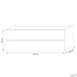 Badkamermeubel Solid Surface BWS Oslo 150x45 Cm Mat Zwart Urban Dubbel (2 Kraangaten) -Geberiter Meubels Geschaft badmeubel bws 150 cm 2 lades tech 17