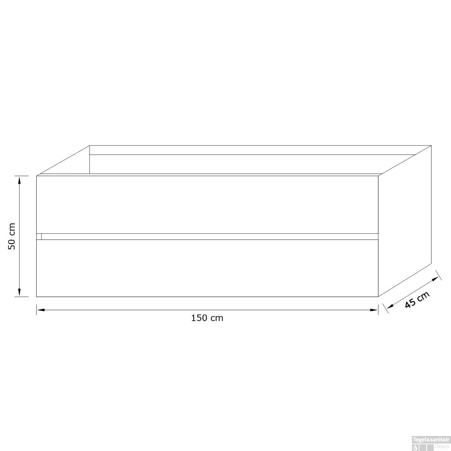 Badkamermeubel Solid Surface BWS Stockholm 150x45 Cm Mat Zwart Urban Dubbel (2 Kraangaten) 7 Badkamermeubel Solid Surface BWS Stockholm 150x45 Cm Mat Zwart Urban Dubbel (2 Kraangaten) - Afbeelding 5