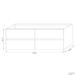 Badkamermeubel Solid Surface BWS Oslo 200x45 Cm Mat Zwart Urban Links (1 Kraangat, 4 Lades) -Geberiter Meubels Geschaft badmeubel bws 200 cm tech 11